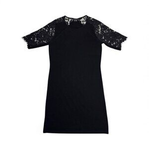 heory Black Dress w Lace Sleeves